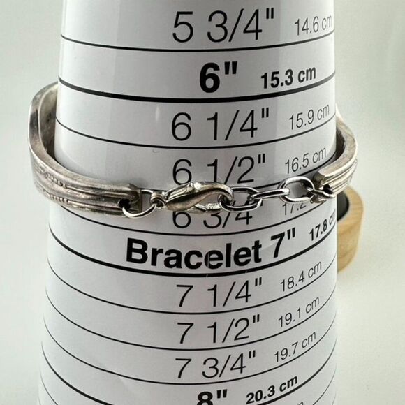 Upcycle Artisan Bracelet Silver Forks Art Deco Style size 6.5 - Picture 5 of 5